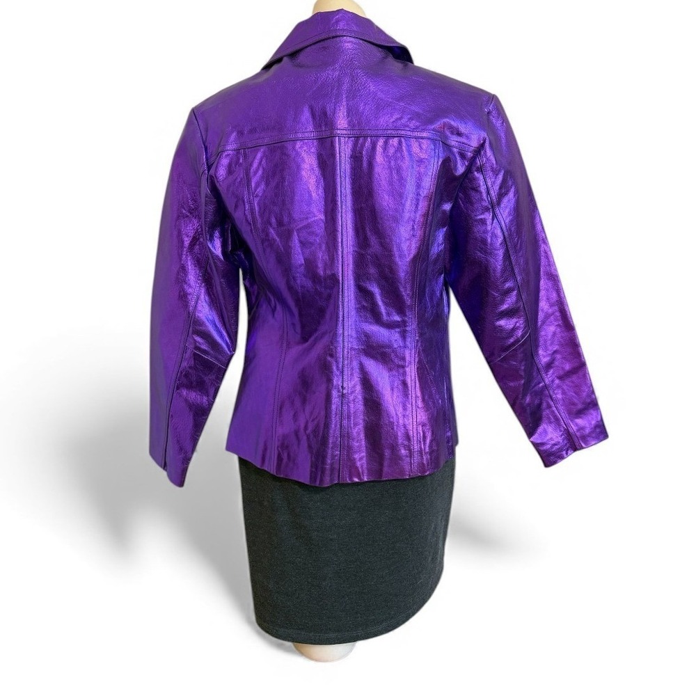 Wilsons Leather Shiny Purple Jacket - Picture 5 of 9